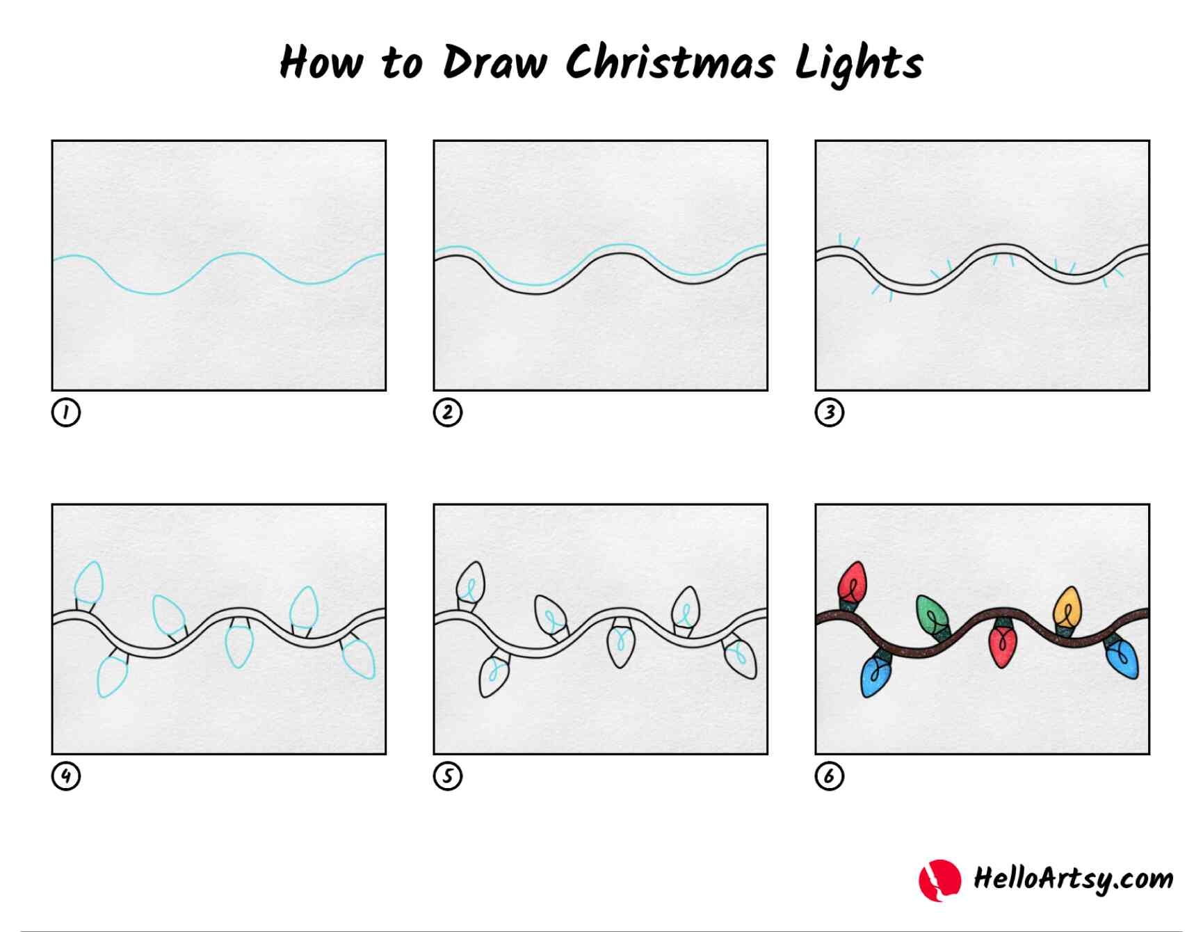 How To Draw Christmas Lights HelloArtsy