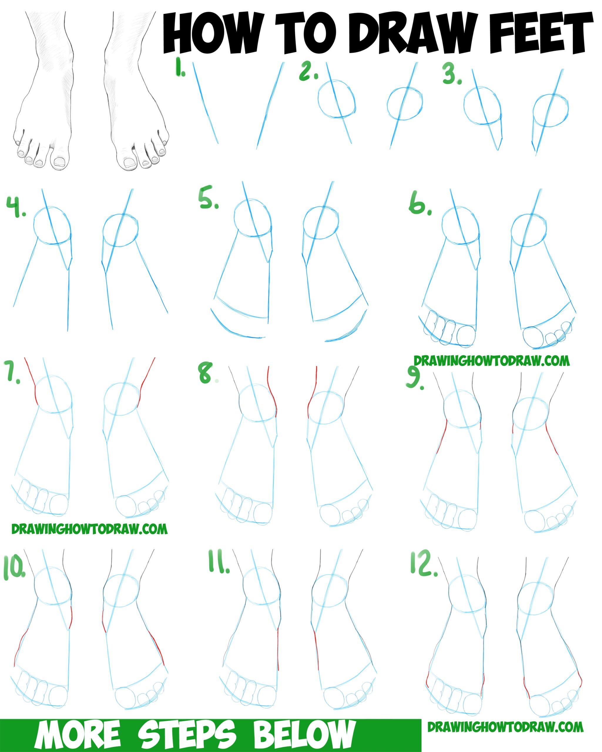 how to draw feet
