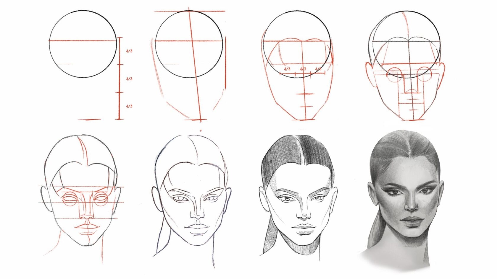 HOW TO DRAW FEMALE FACE STEP BY STEP GUIDE OF DRAWING PORTRAIT 