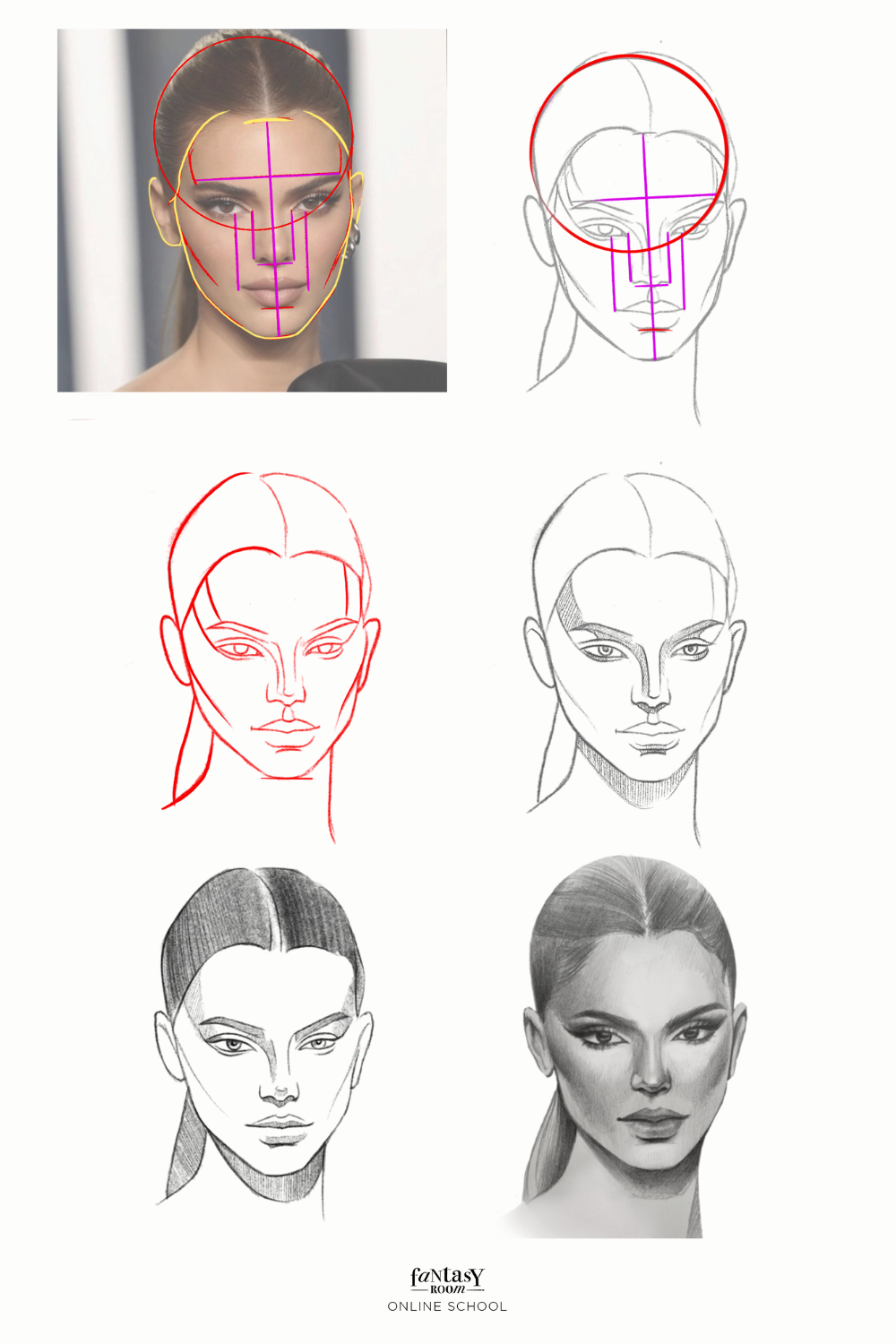 HOW TO DRAW FEMALE FACE STEP BY STEP GUIDE OF DRAWING PORTRAIT 