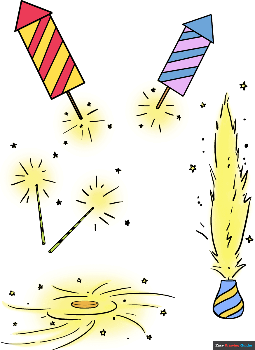 how to draw fireworks
