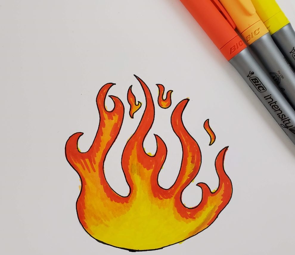 how to draw a flame
