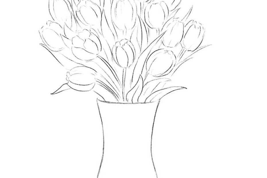 How To Draw Flowers In A Vase