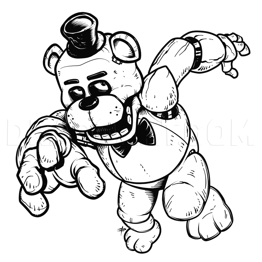 How To Draw Freddy Fazbear Five Nights At Freddys Drawing Step 