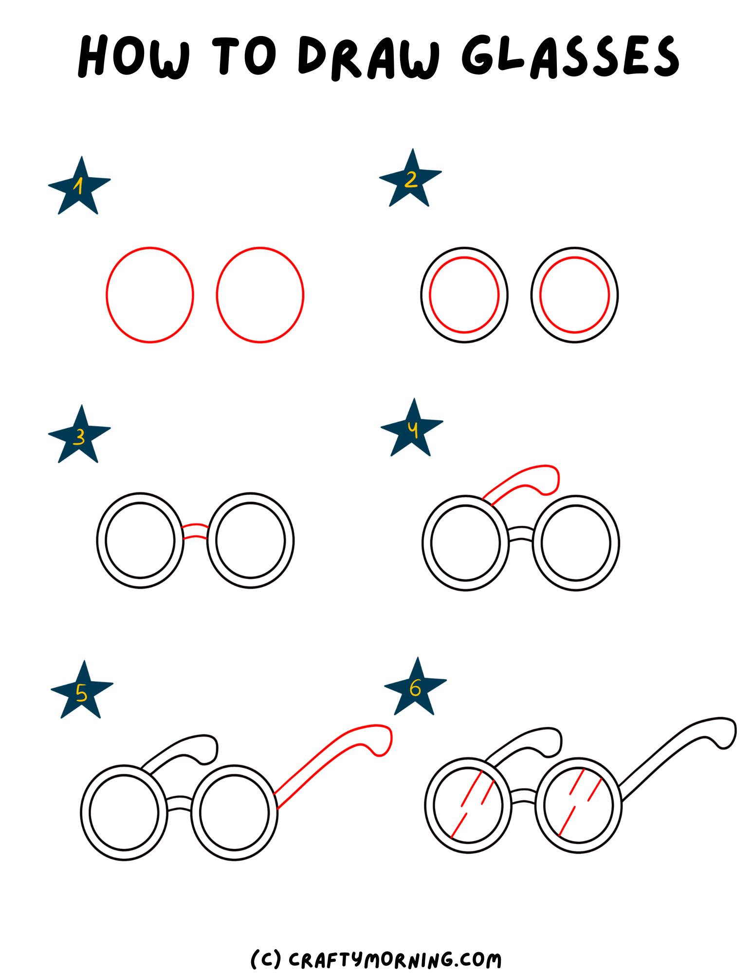 how to draw glasses
