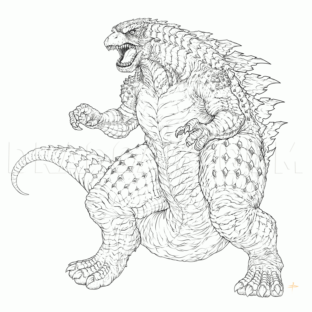 How To Draw Godzilla 2014 Drawing Step By Step By KingTutorial DragoArt