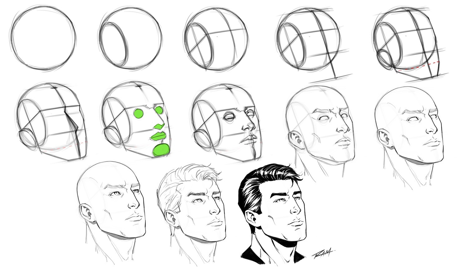 How To Draw Heads From Any Angle Step By Step Tutorial Ram Studios Comics