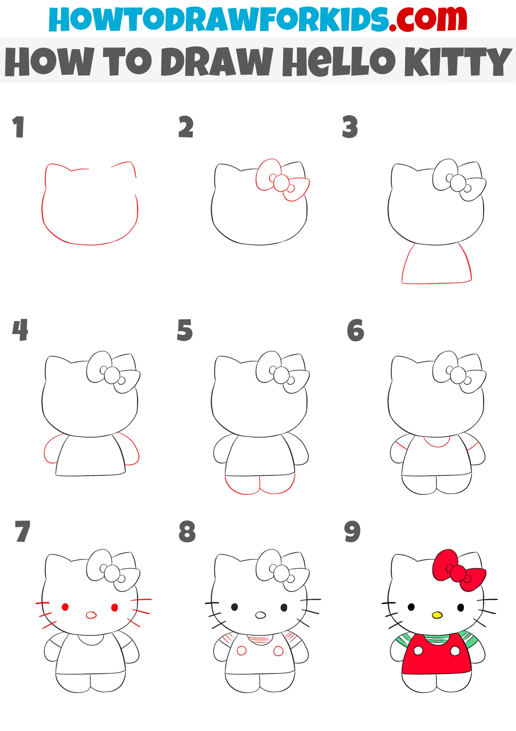 How To Draw Hello Kitty Easy Drawing Tutorial For Kids