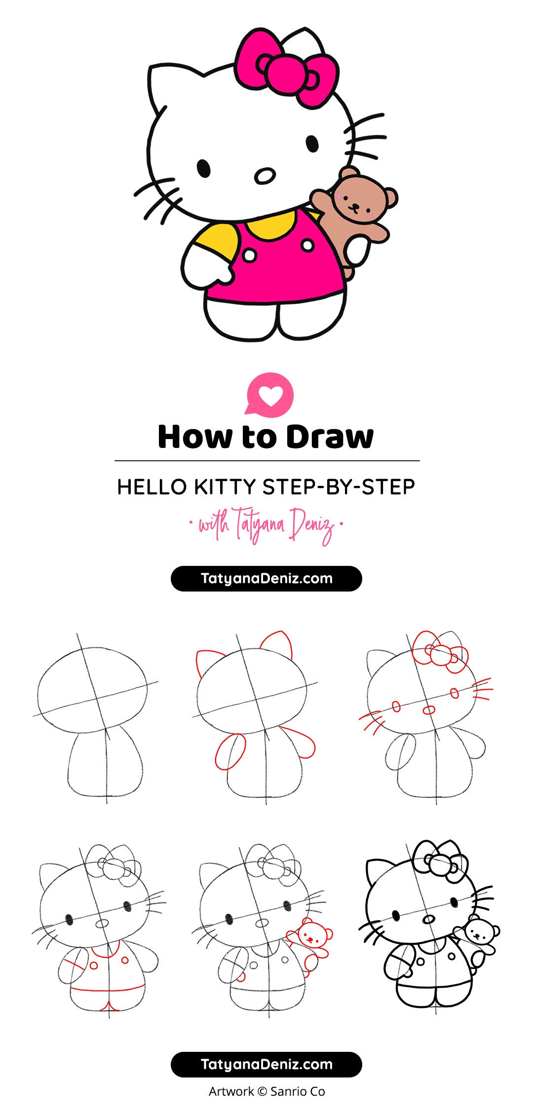 How To Draw Hello Kitty Step by step With Simple And Easy Drawing 