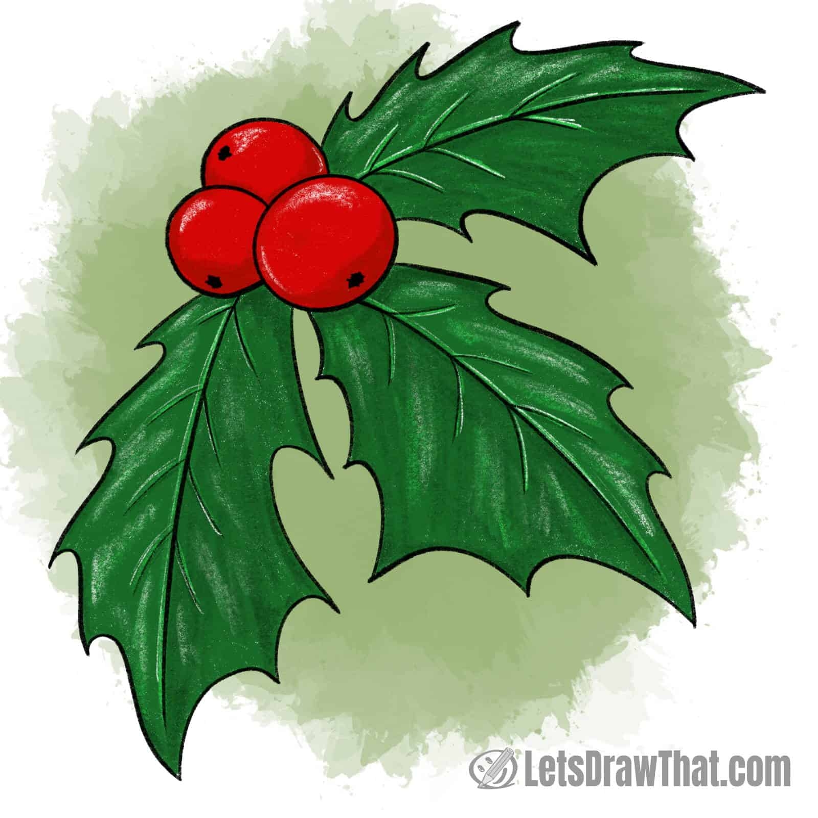 How To Draw Holly For Christmas