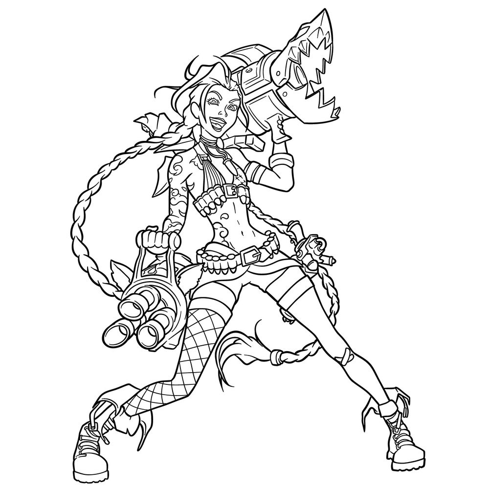 How To Draw Jinx And Her Iconic Weapons LoL