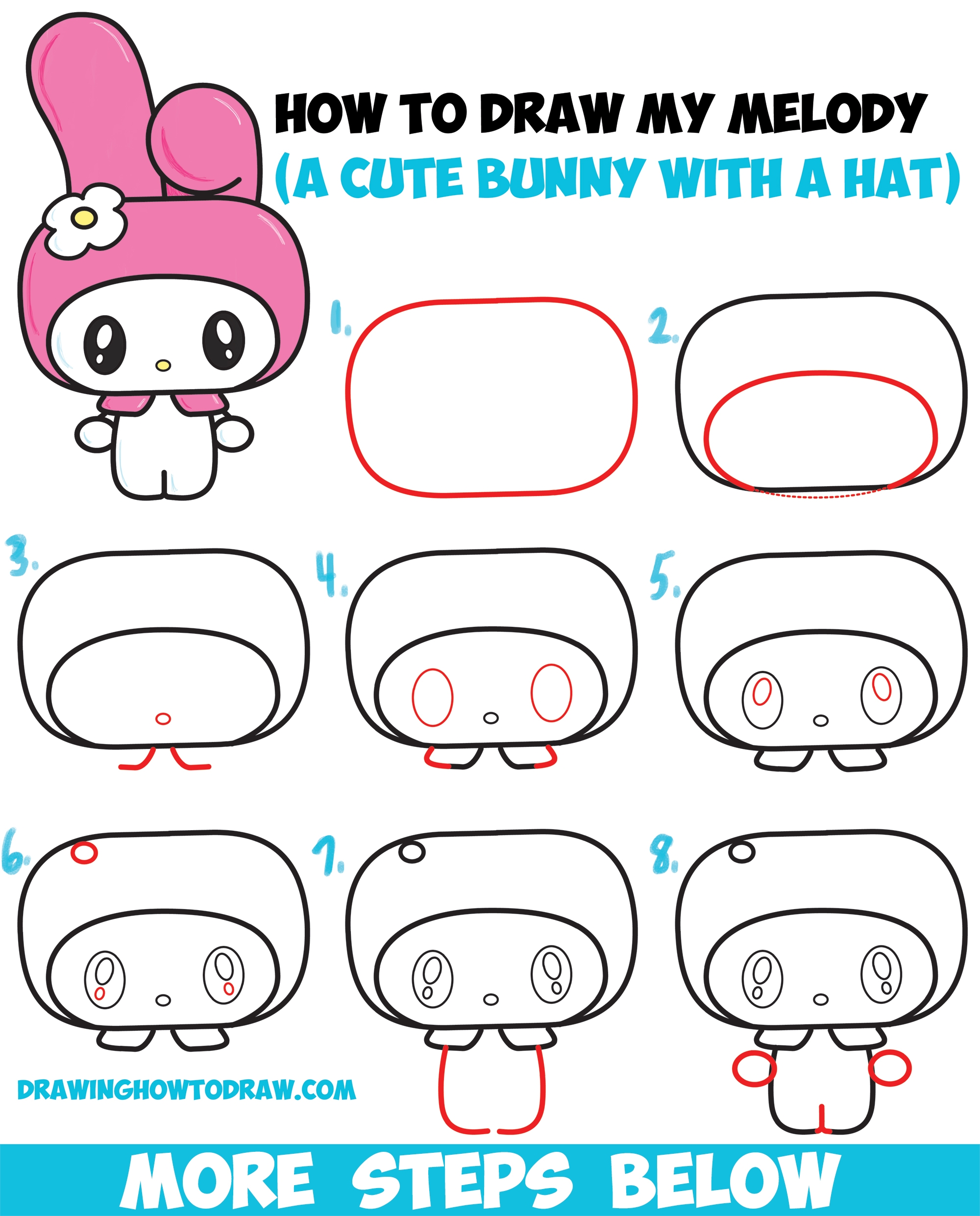 How To Draw Kawaii Chibi My Melody From Hello Kitty A Cute 