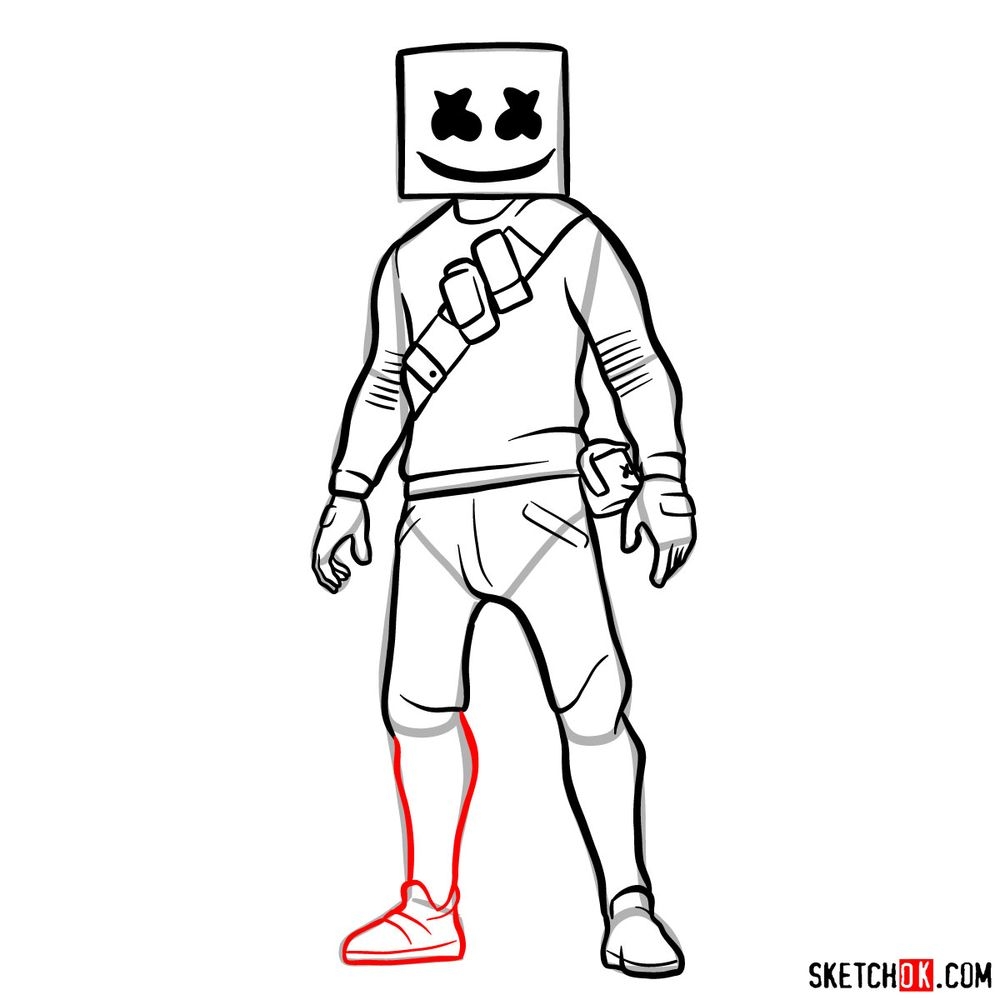 How To Draw Marshmello Fortnite Battle Royale Sketchok Easy Drawing Guides