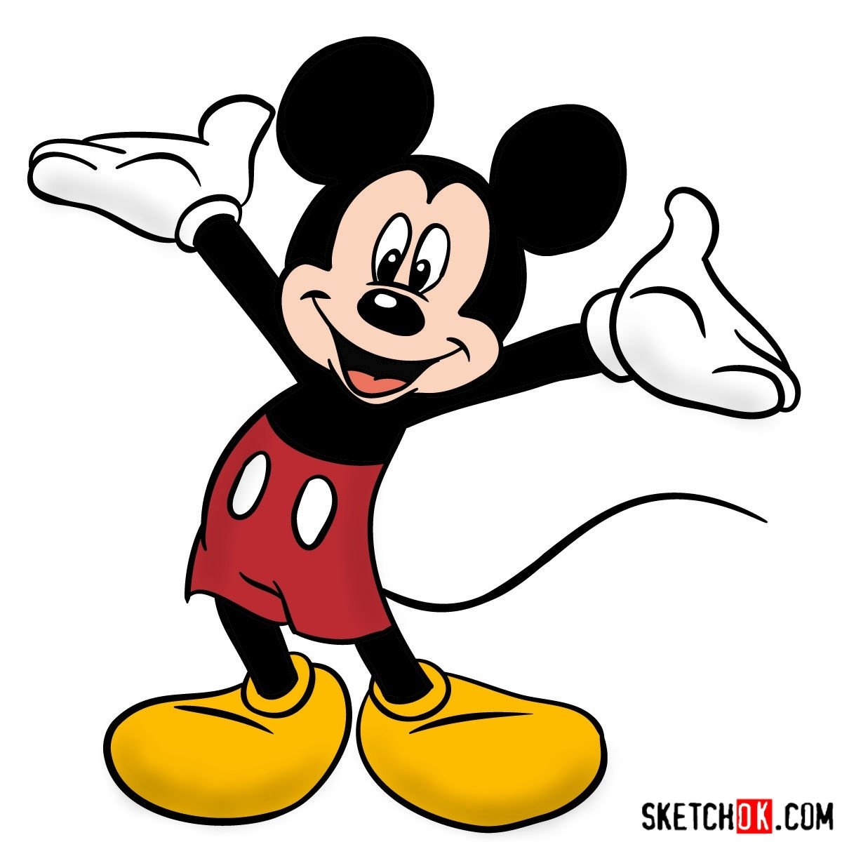 How To Draw Mickey Mouse Sketchok Easy Drawing Guides