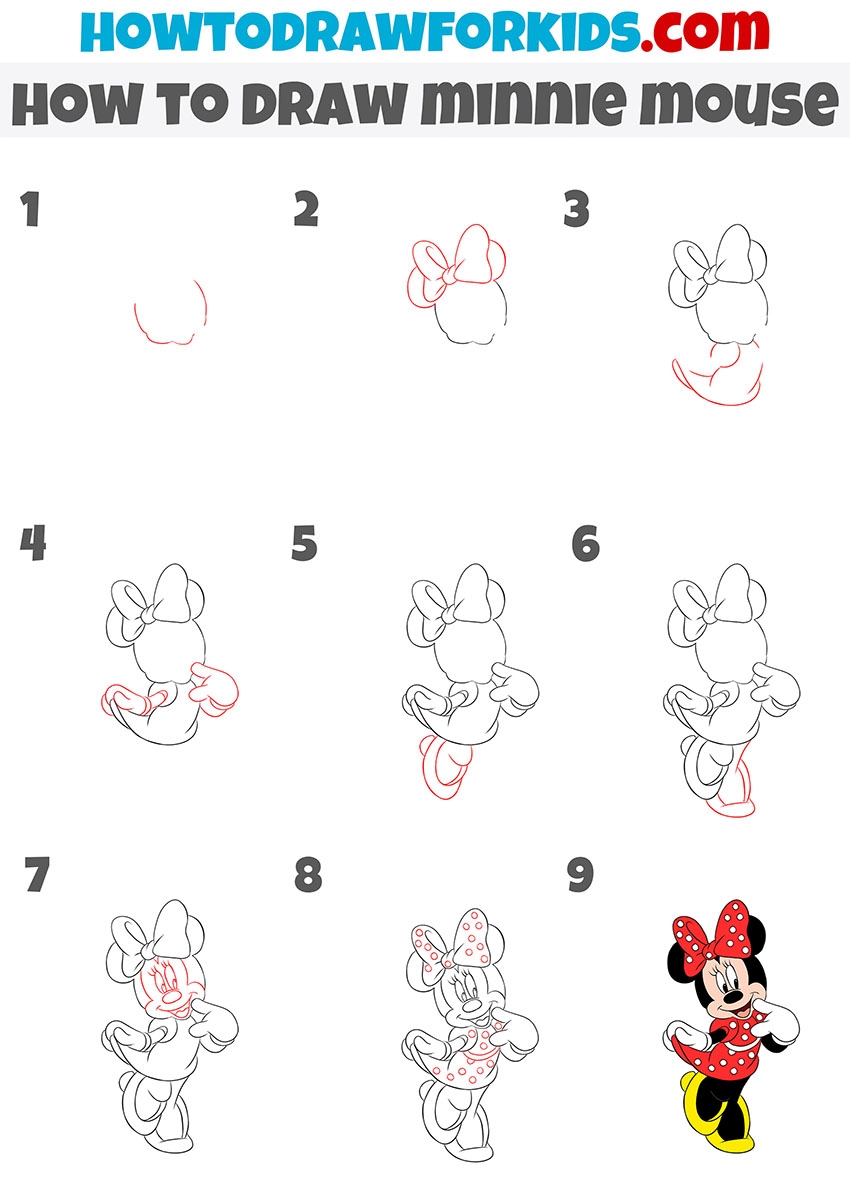 How To Draw Minnie Mouse Easy Drawing Tutorial For Kids