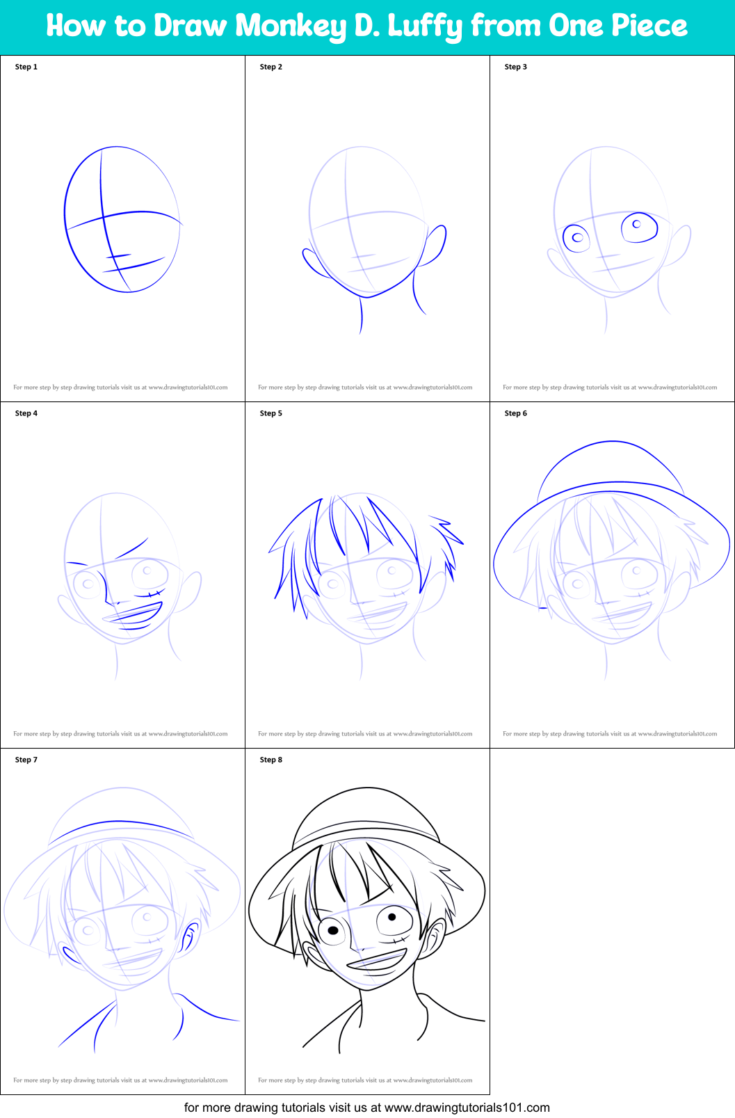 How To Draw Monkey D Luffy From One Piece One Piece Step By Step DrawingTutorials101