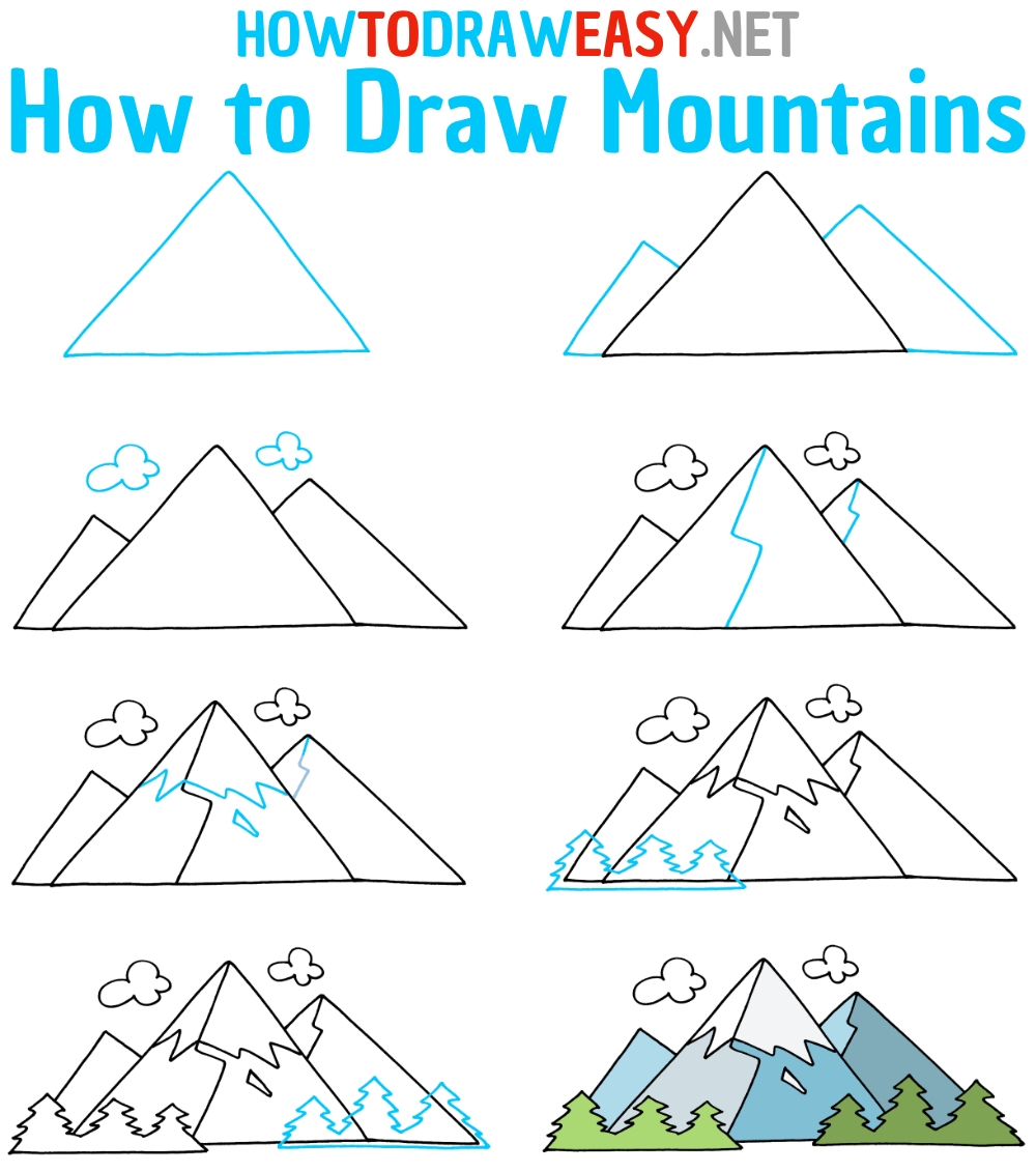 mountain drawing easy