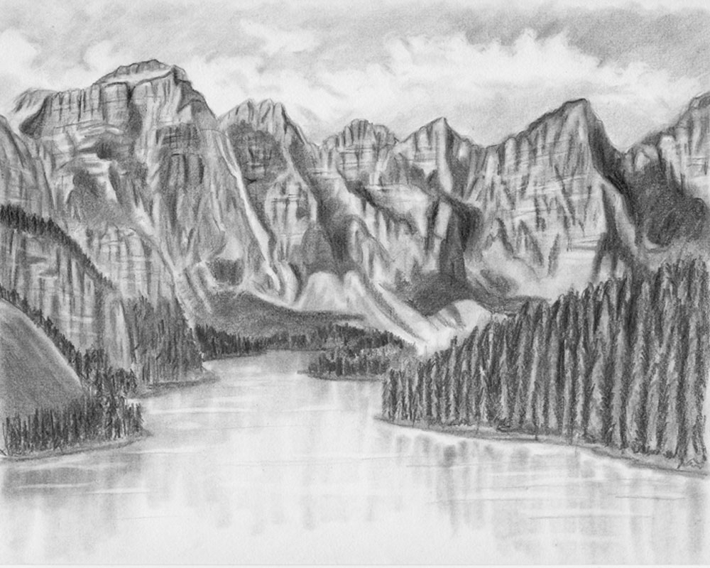 drawing of mountains