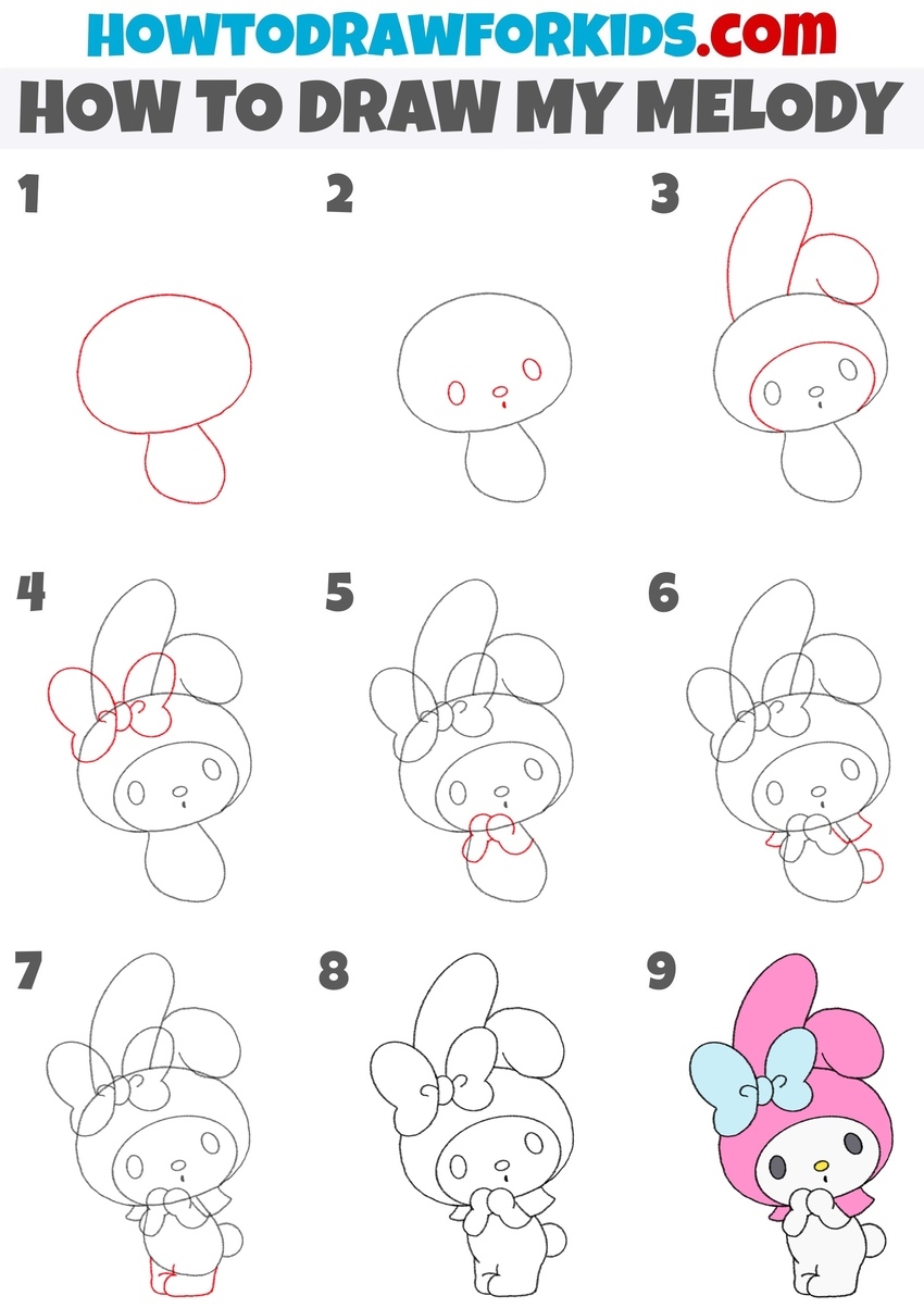 How To Draw My Melody Easy Drawing Tutorial For Kids