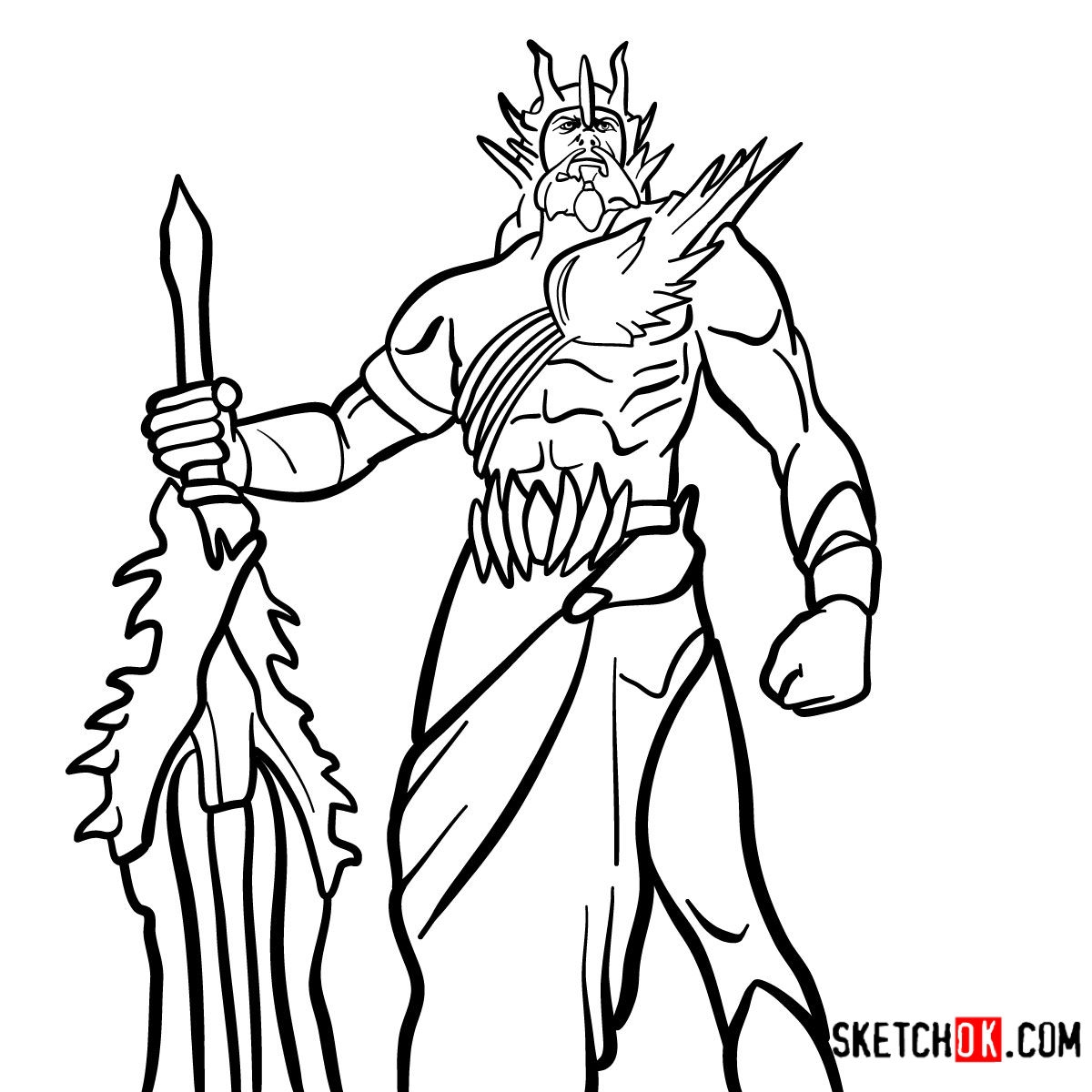 How To Draw Poseidon God Of War Sketchok Easy Drawing Guides