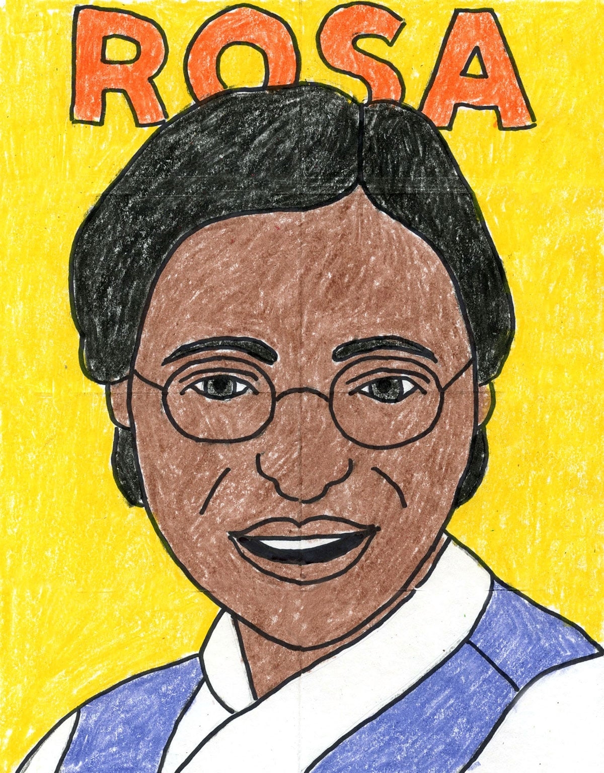 How To Draw Rosa Parks Easy Step by Step Art Lesson Coloring Page