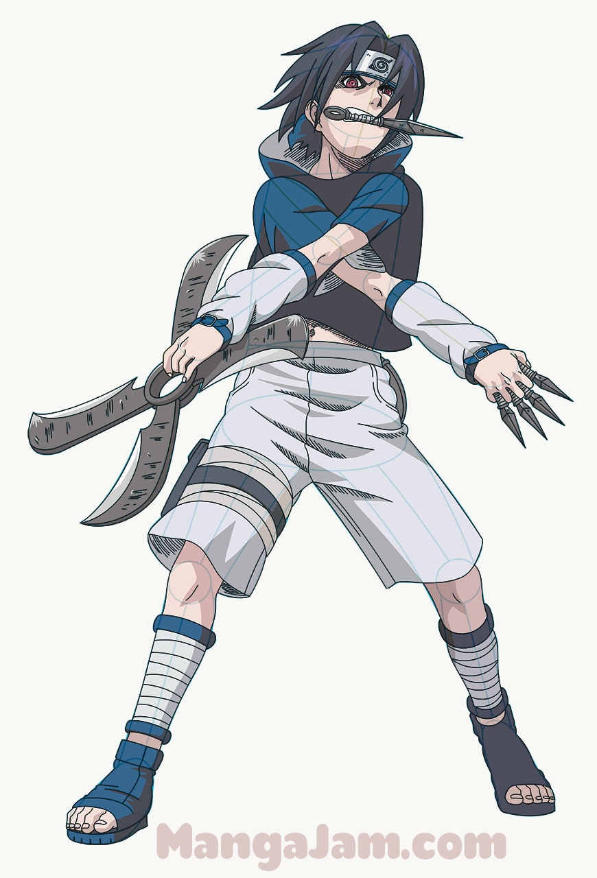 How To Draw Sasuke Uchiha FB From Naruto MANGA JAM