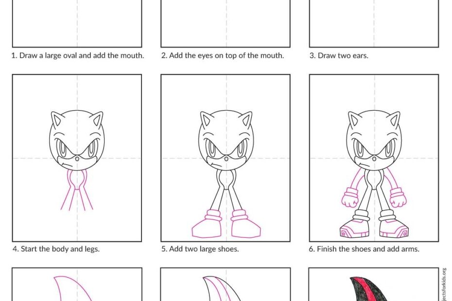 How To Draw Shadow The Hedgehog Easy Art Lesson For Kids