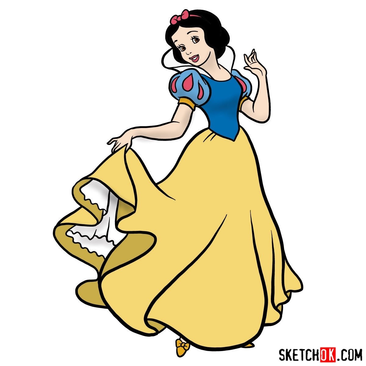 How To Draw Snow White Disney s Animated Film Sketchok Easy Drawing Guides