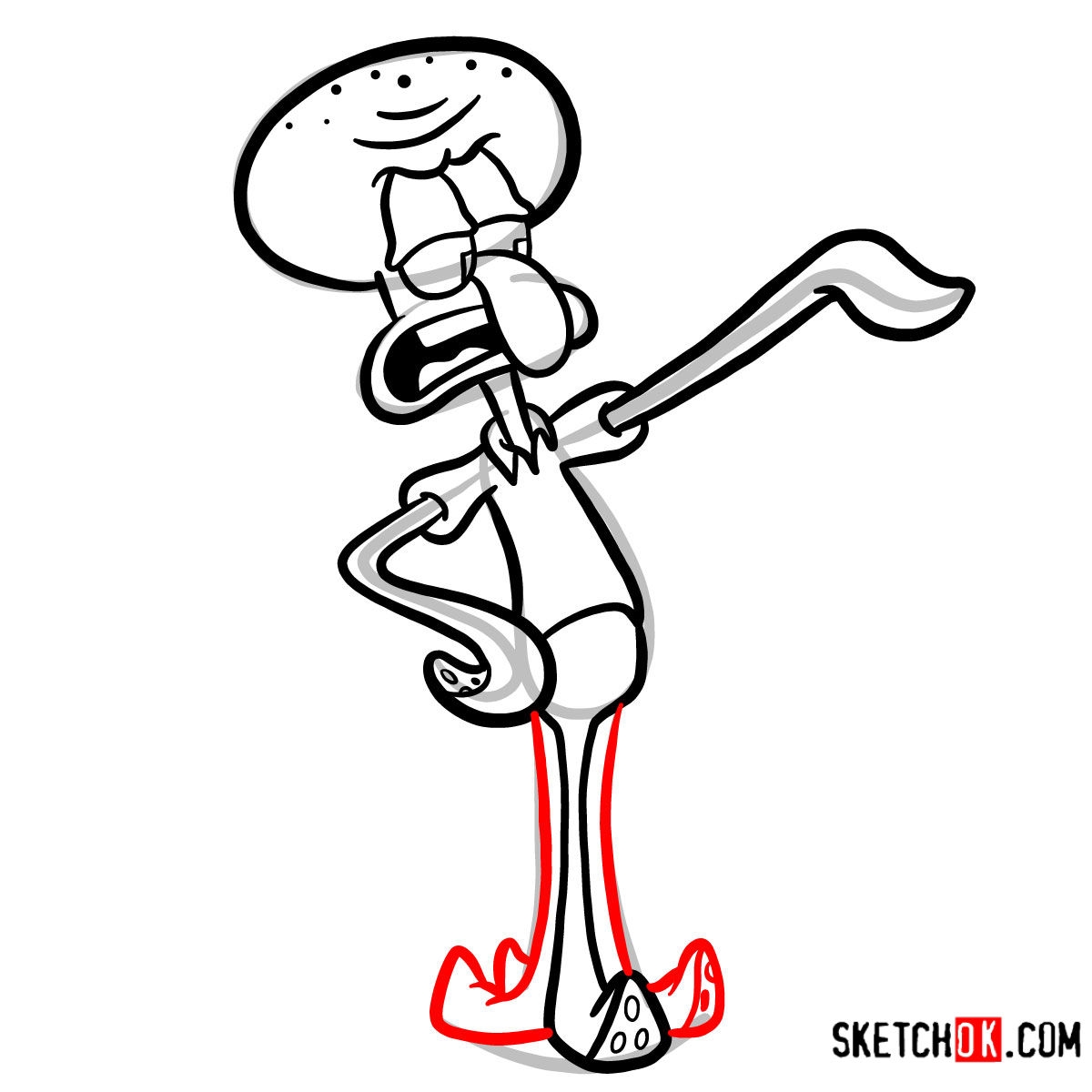 How To Draw Squidward Tentacles Sketching With Six Limbs