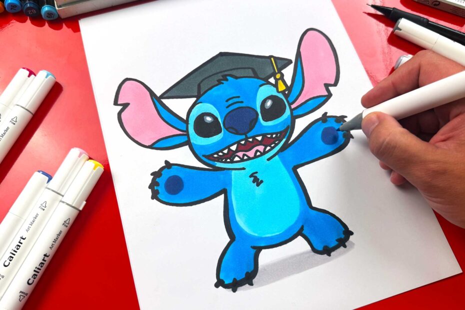 How To Draw Stitch Dressed Up For Graduation Art For Kids Hub