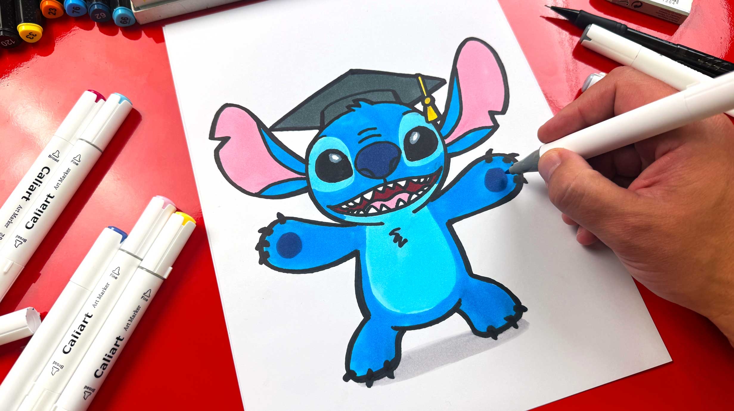How To Draw Stitch Dressed Up For Graduation Art For Kids Hub 