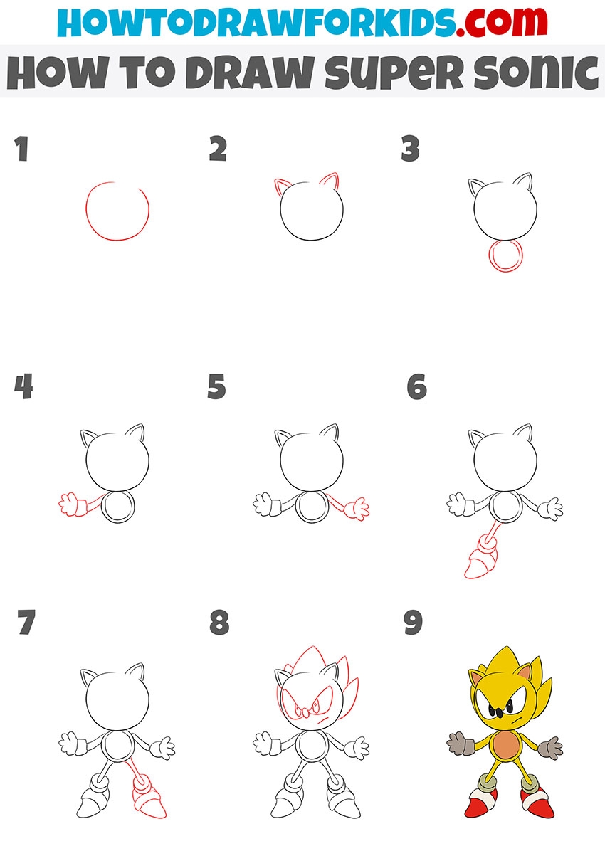 How To Draw Super Sonic Easy Drawing Tutorial For Kids