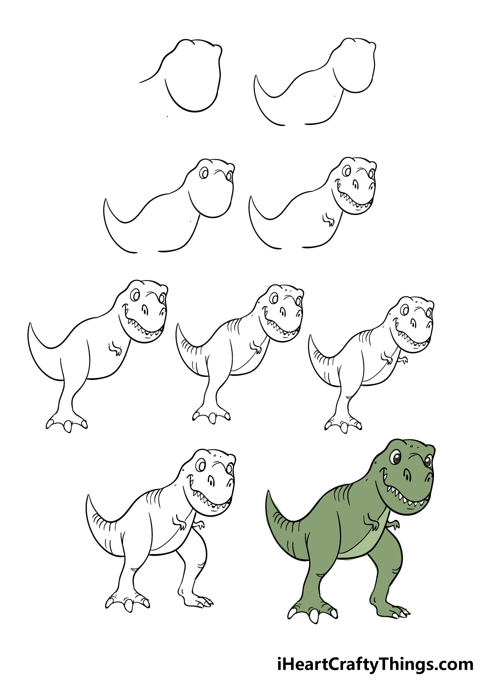 How To Draw T Rex Step By Step Easy T Rex Drawing For Kids