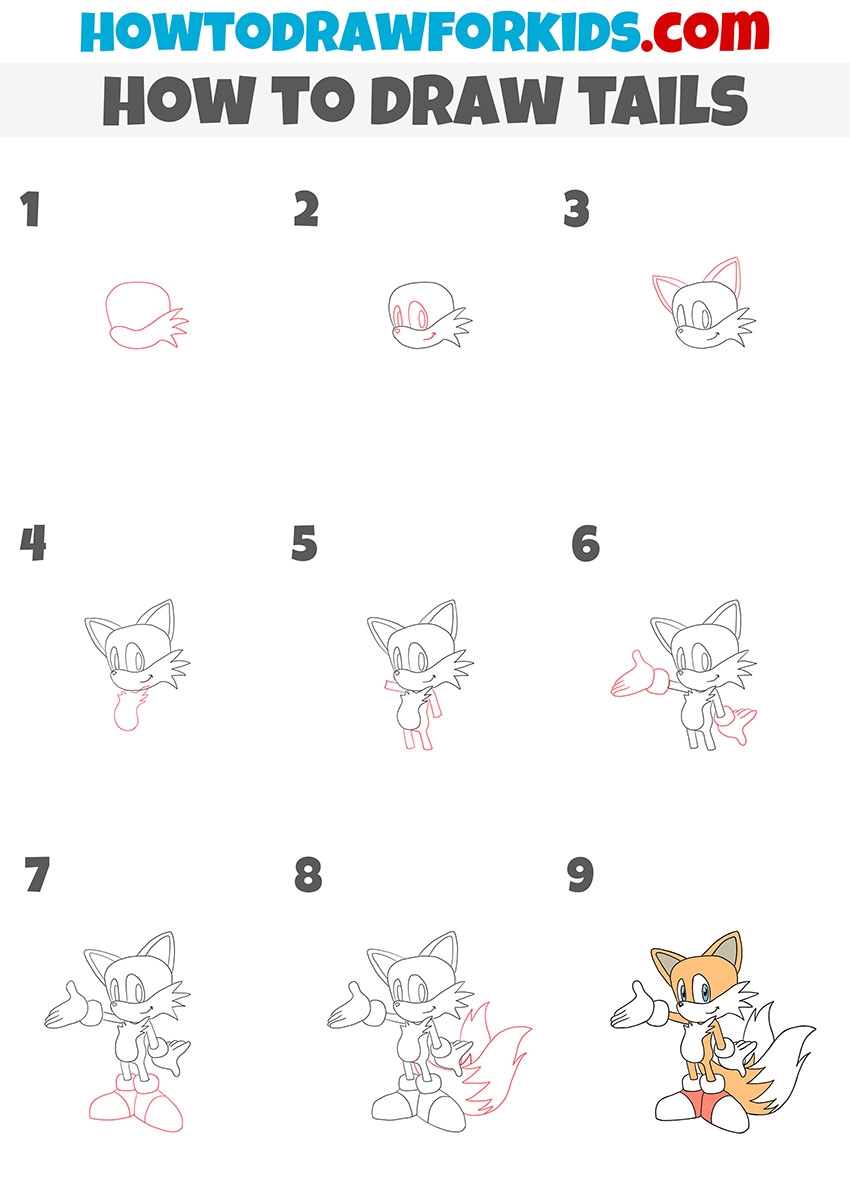 How To Draw Tails Easy Drawing Tutorial For Kids