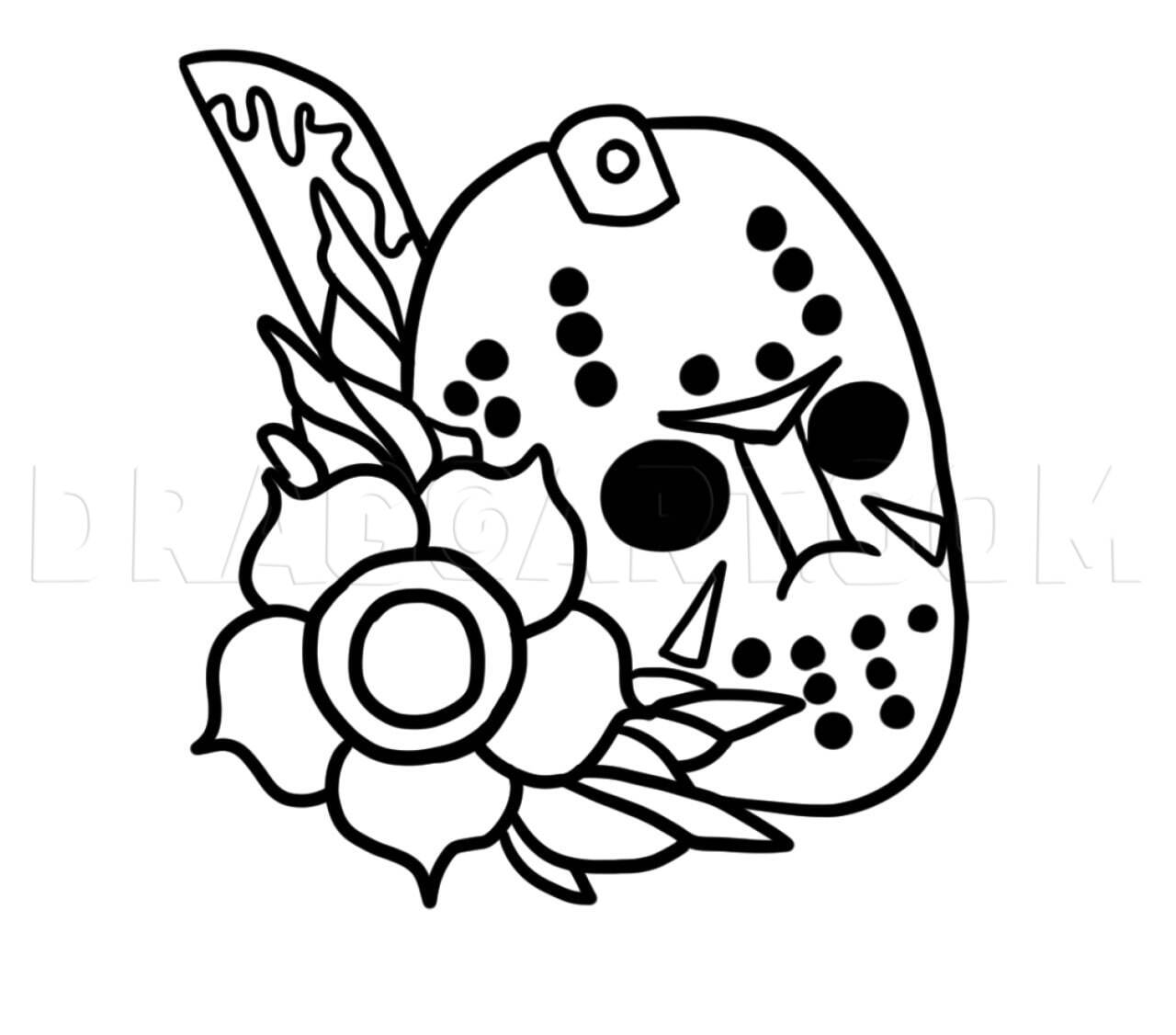 How To Draw The Jason Mask Drawing Step By Step By Cocoapebbles DragoArt