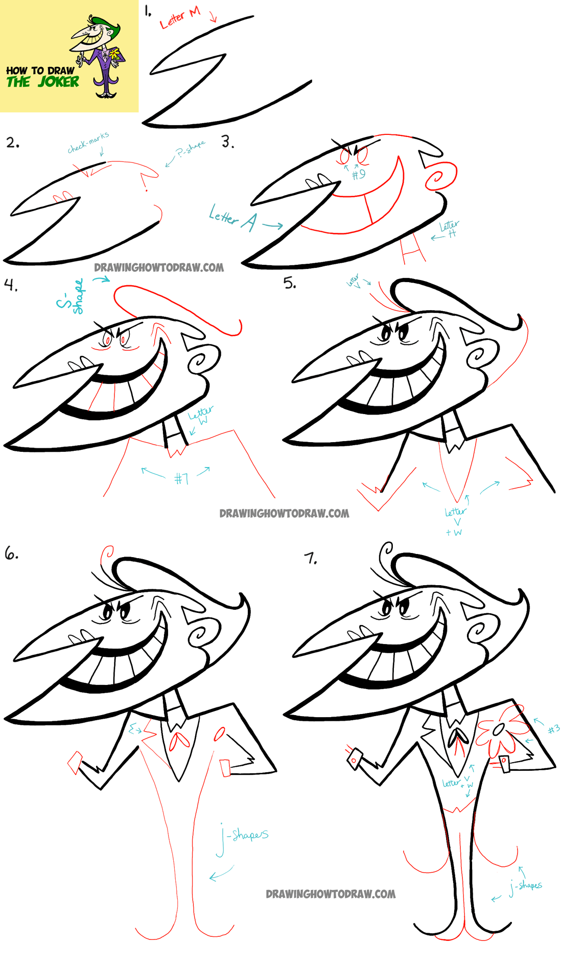 How To Draw The Joker Retro Vintage Style Easy Drawing Tutorial 