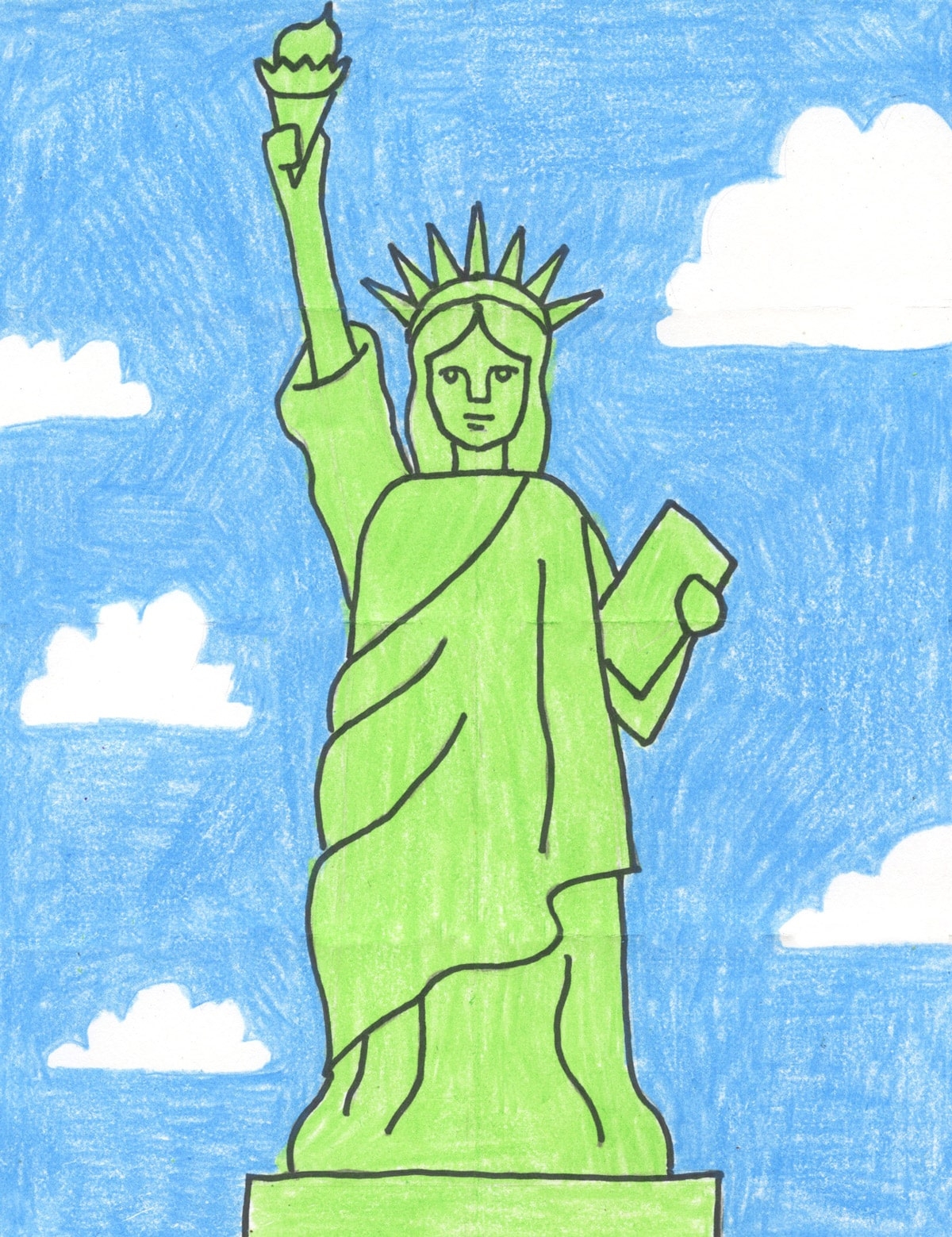 how to draw the statue of liberty