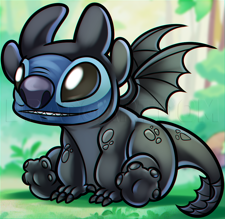 How To Draw Toothless Stitch Drawing Step By Step By Dawn DragoArt