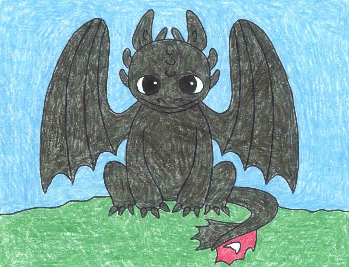 How To Draw Toothless The Dragon Tutorial And Coloring Page