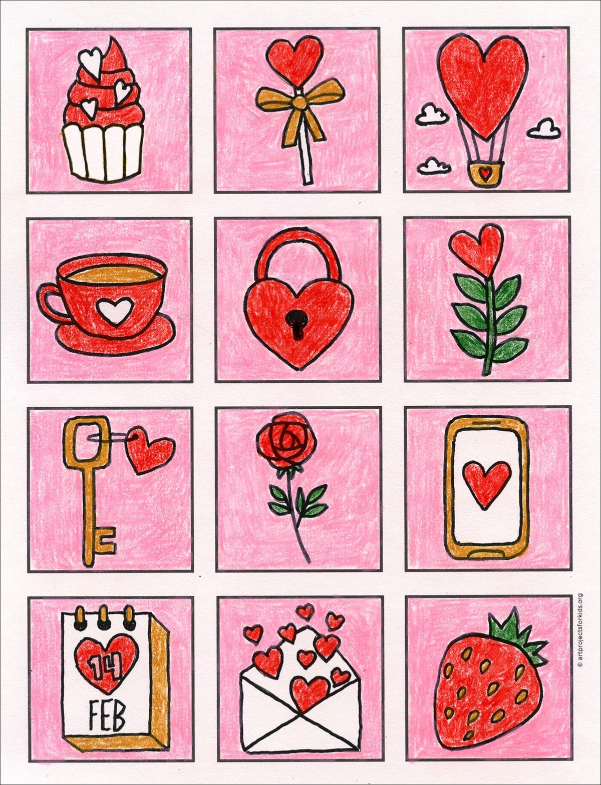 How To Draw Valentine s Day Stuff Easy Step by Step Art Lesson 