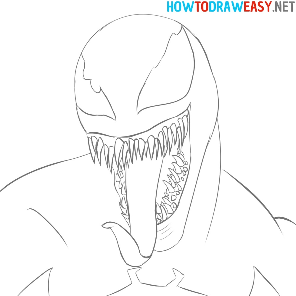 How To Draw Venom Face How To Draw Easy