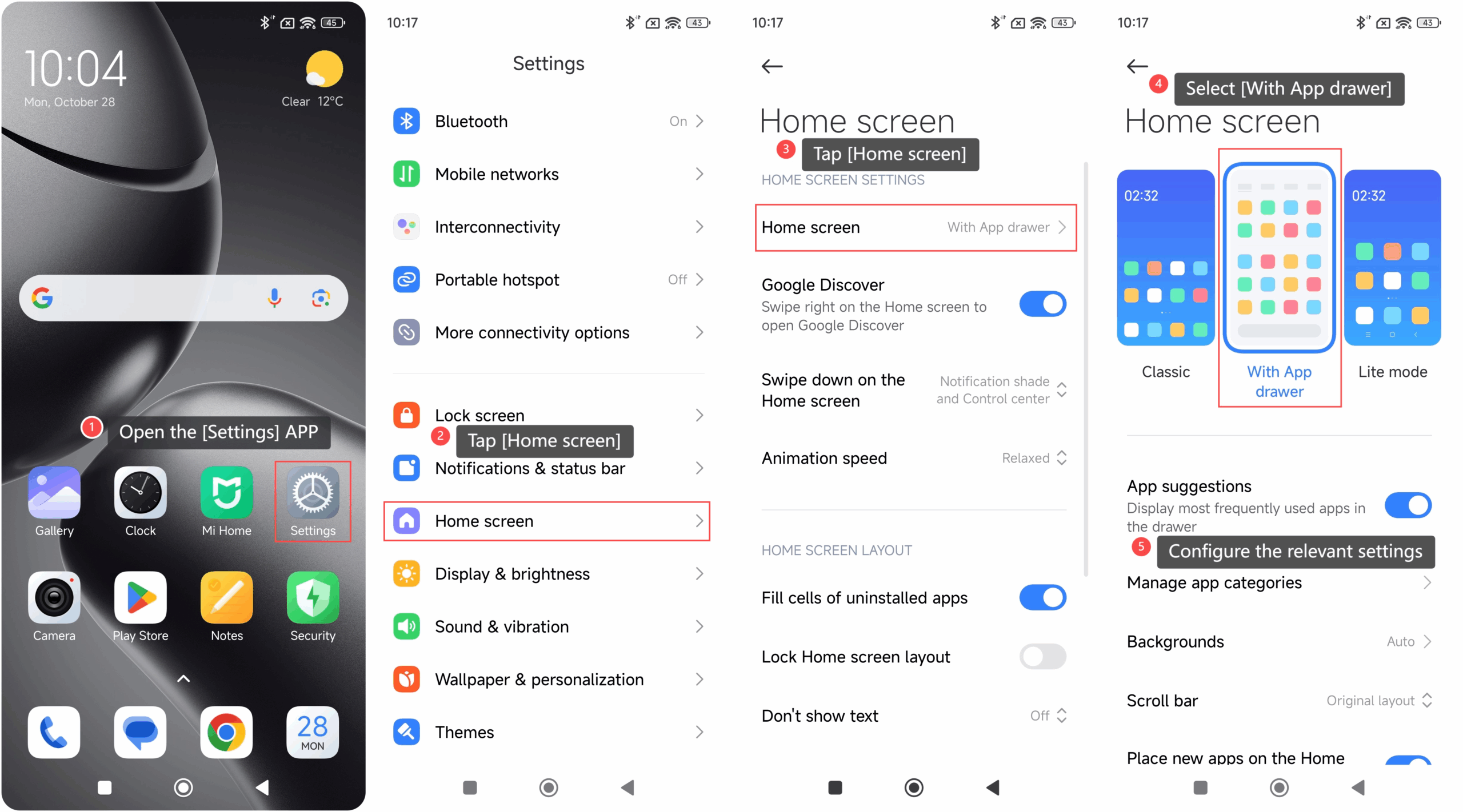 how to open app drawer