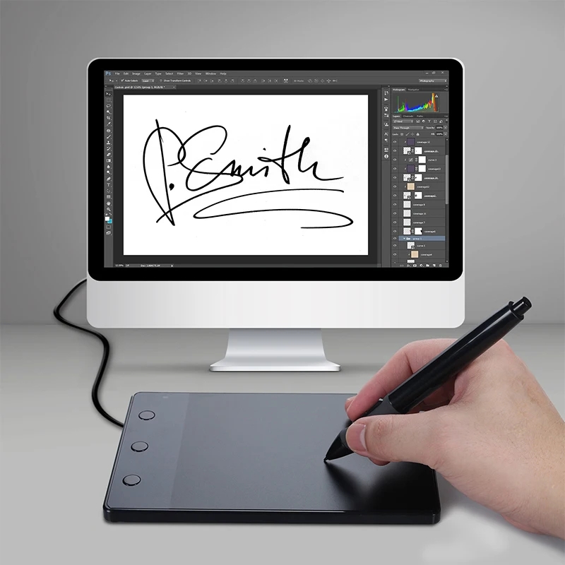 Huion H420 Tablet Desain Grafis USB Tablet Pad Tanda Tangan Seni Profesional Pena Grafis USB Papan Digital Untuk Pc