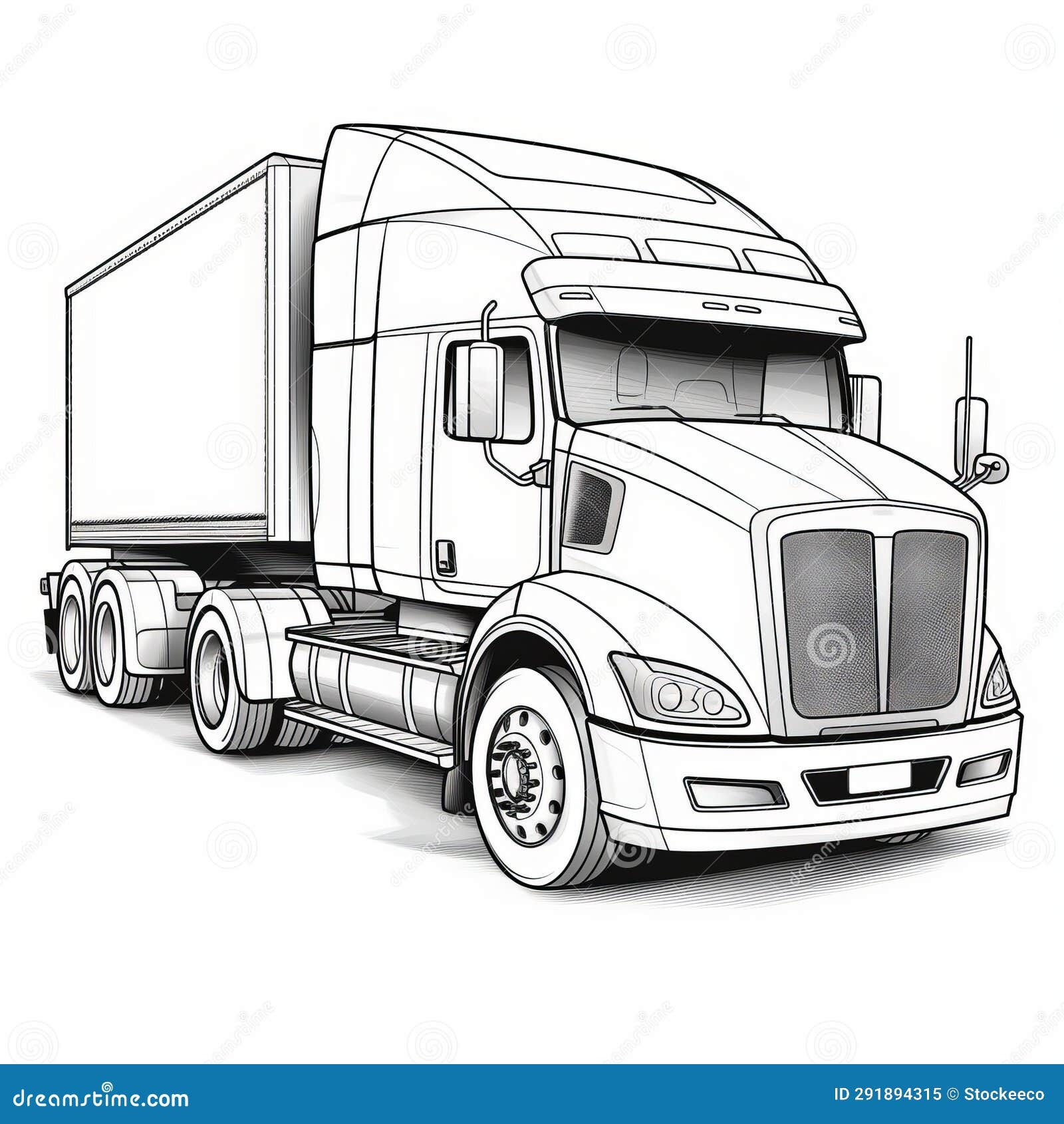 Hyperrealistic Semi Truck Cartoon Drawing Coloring Pages Stock Illustration Illustration Of Background Book 291894315