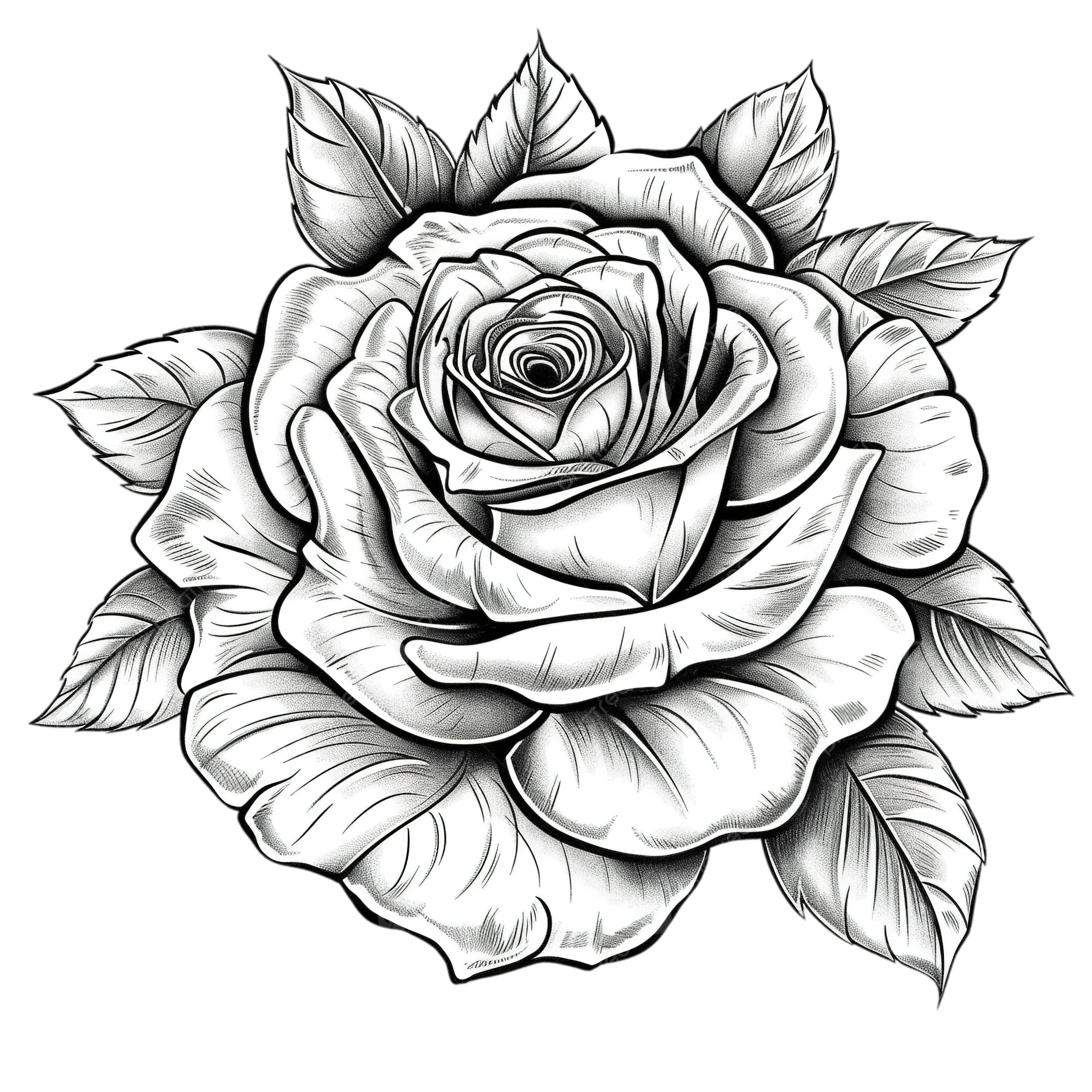 Intricate Rose Drawing For Tattoos And Art Rose Drawing Black And White PNG Transparent Image And Clipart For Free Download