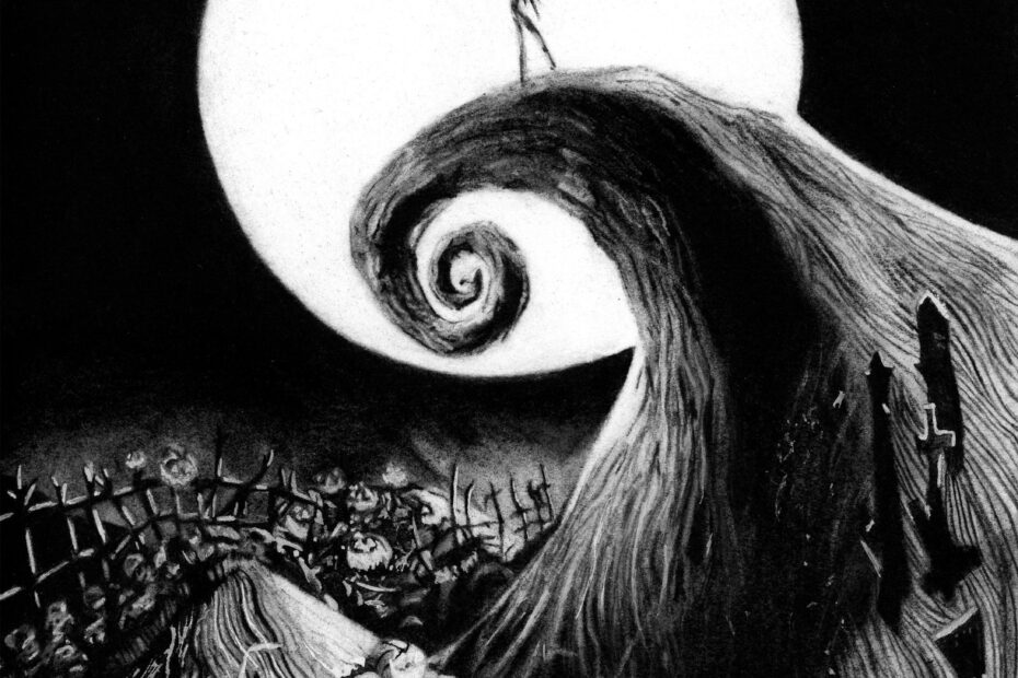 Jack Skellington Handmade Charcoal Illustration Print Nightmare