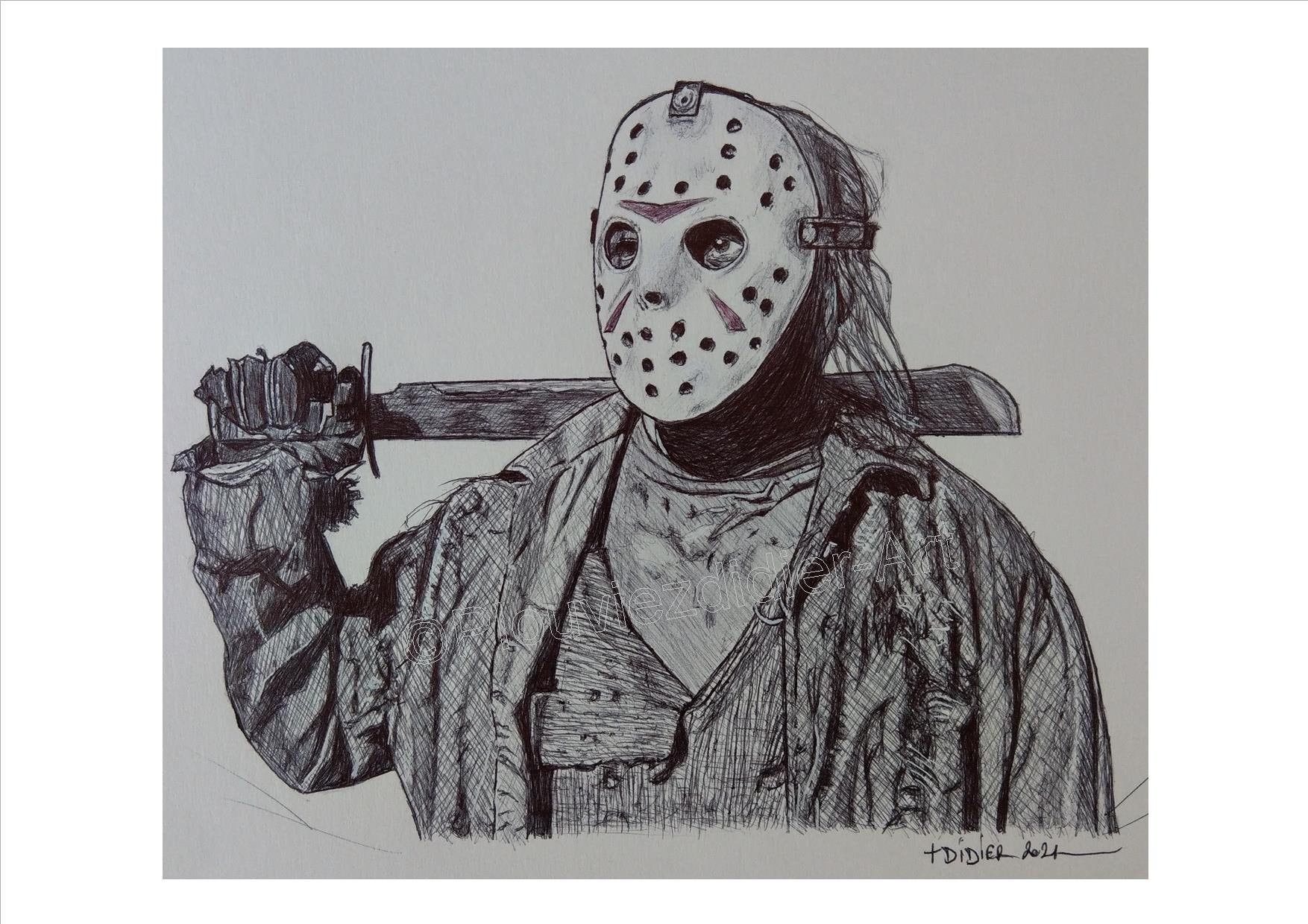 Jason Voorhees Friday The 13th Drawing print Etsy Sweden