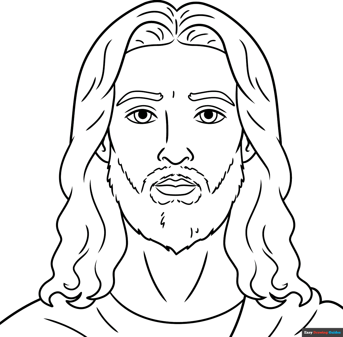 Jesus Face Coloring Page Easy Drawing Guides