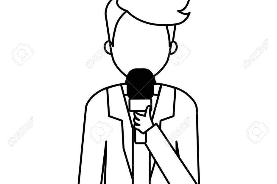 Journalist With Microphone Icon Vector Illustration Graphic Design