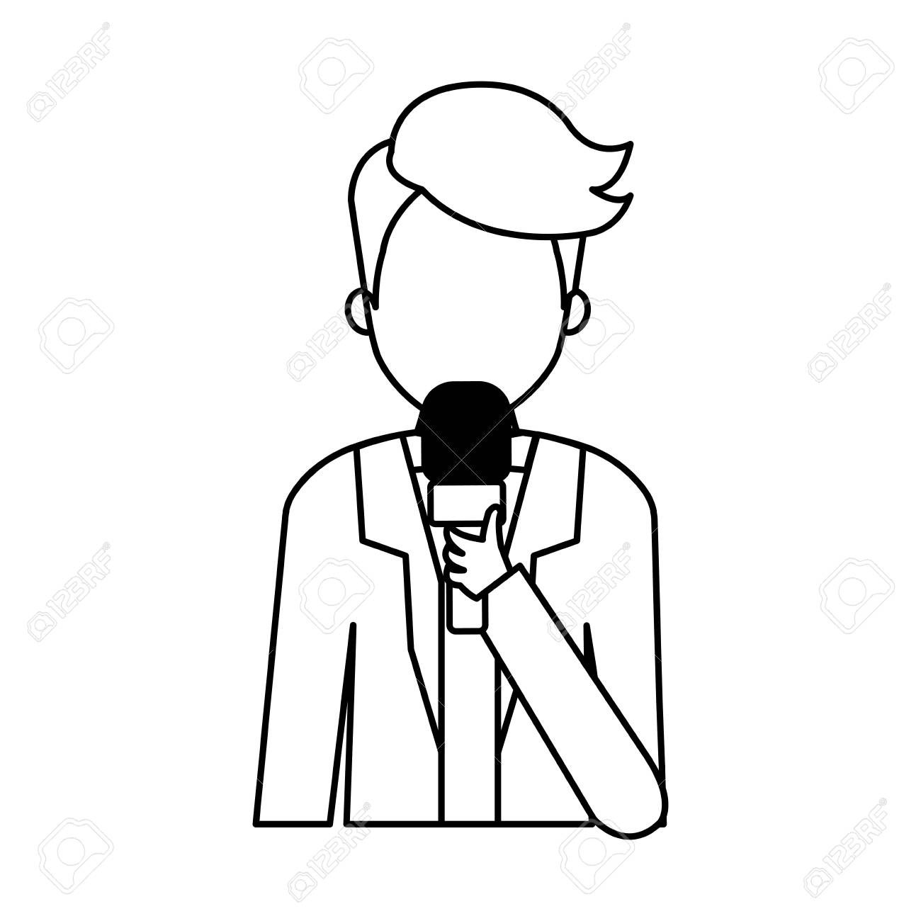 Journalist With Microphone Icon Vector Illustration Graphic Design 